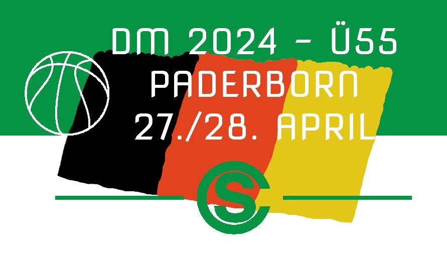 Logo der Deutschen Basketball-Meisterschaft 2024 in der Altersklasse Ü55 in Paderborn